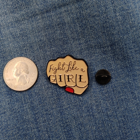 "Fight Like a Girl" Enamel Pin Women Empowered - Picture 3 of 5